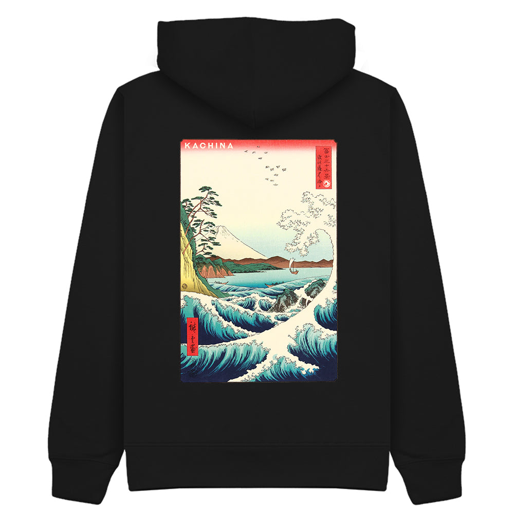 Hiroshige - The Sea at Satta Hoodie - Black